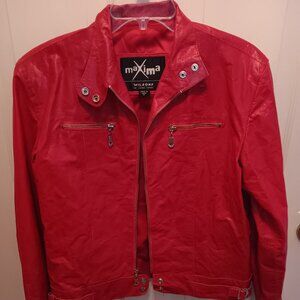 Vintage Wilsons leather bright red goth punk biker glam jacket!